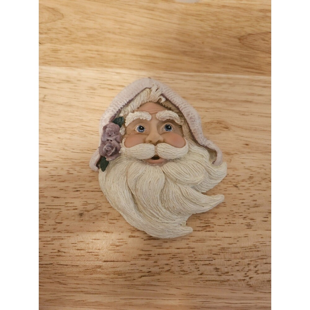 Santa Claus Face Head Christmas Ornament Resin  Vintage